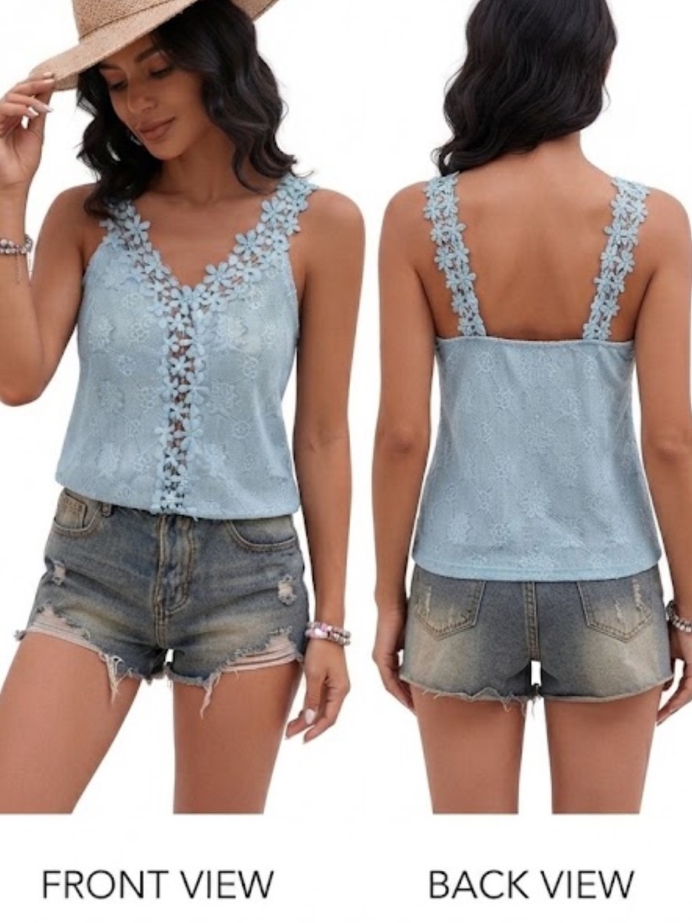 SHEIN LUNE Guipure Lace Panel Tank Top size M new without tag